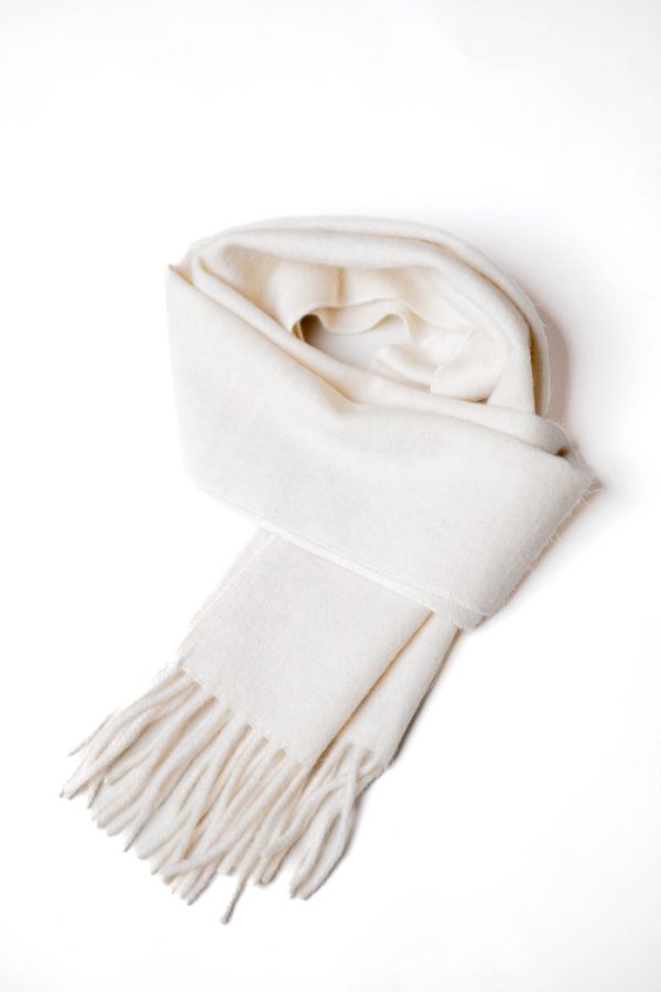 White Alpaca Wool Scarf - Classic Winter Accessory for Style and Warmth