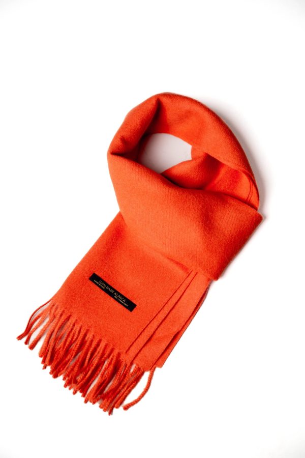 Baby Alpaca Scarf: Orange - Luxuriously Soft Scarf in Vibrant Orange.