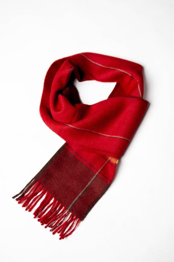 legant Red Baby Alpaca Scarf with Timeless Dark Patterns - Cozy and Chic Winter Accessory