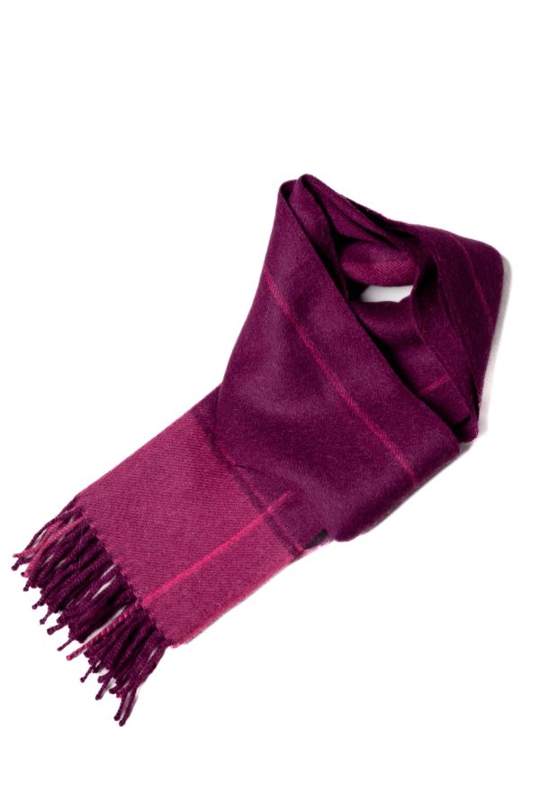 Baby Alpaca Scarf: Lavender Fusion - Luxuriously Soft Scarf in Lavender with a Pink Stripe.