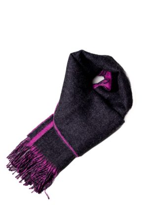 Baby Alpaca Scarf: Twilight Shadow - Luxuriously Soft Scarf in Dark Grey and Violet.