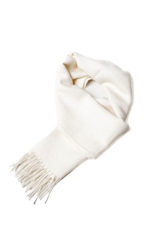 Baby Alpaca Scarf: White - A luxurious, soft, and cozy white alpaca scarf elegantly displayed on a White background.