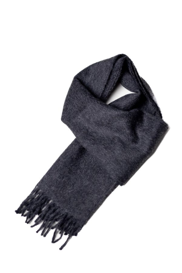 Baby Alpaca Scarf: Dark Grey - Luxuriously Soft Alpaca Wool Scarf in Deep Grey.